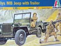 Carro jipe Willis MB + Trailer + figuras